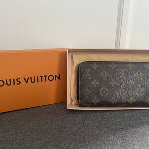 Louis Vuitton Black and Gold Monogram Zipper Wallet
